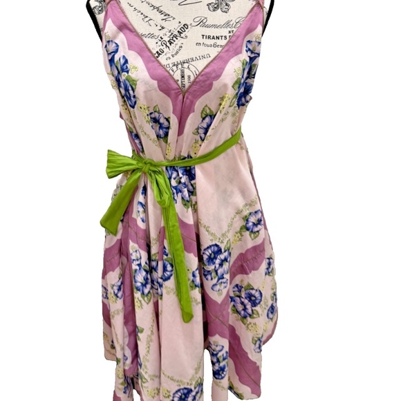 Chelsea & Violet Floral Print Handkerchief Hem Sleeveless Dress Purple Large - Picture 8 of 10